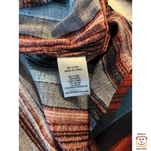 John Mark Floral Striped Embroidered Blouse - Picture 6 of 7